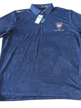 RLX Ralph Lauren Polo XL Navy U.S. Open 122 Country Club Golf Shirt NWT